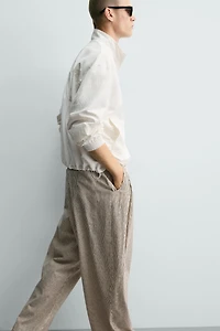STRIPED WIDE FIT BELTED PANTS