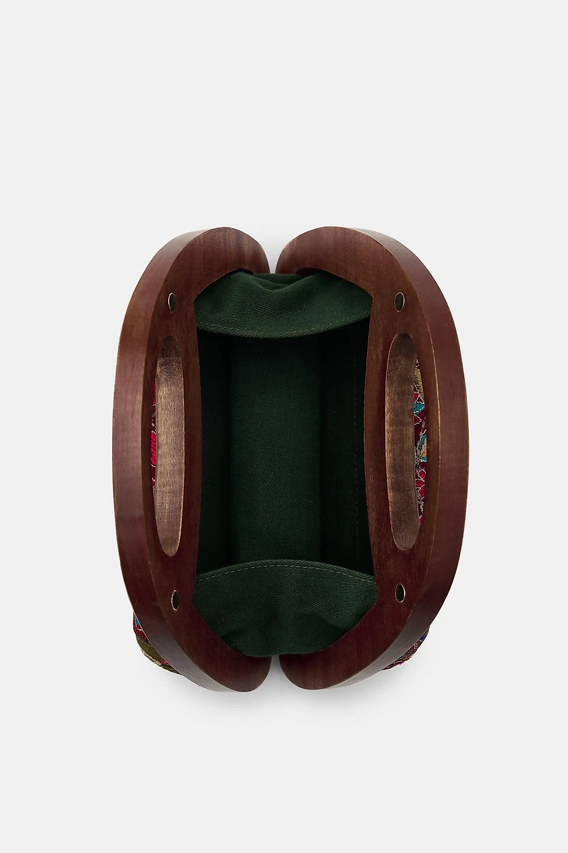 EMBROIDERED WOOD BOX BAG