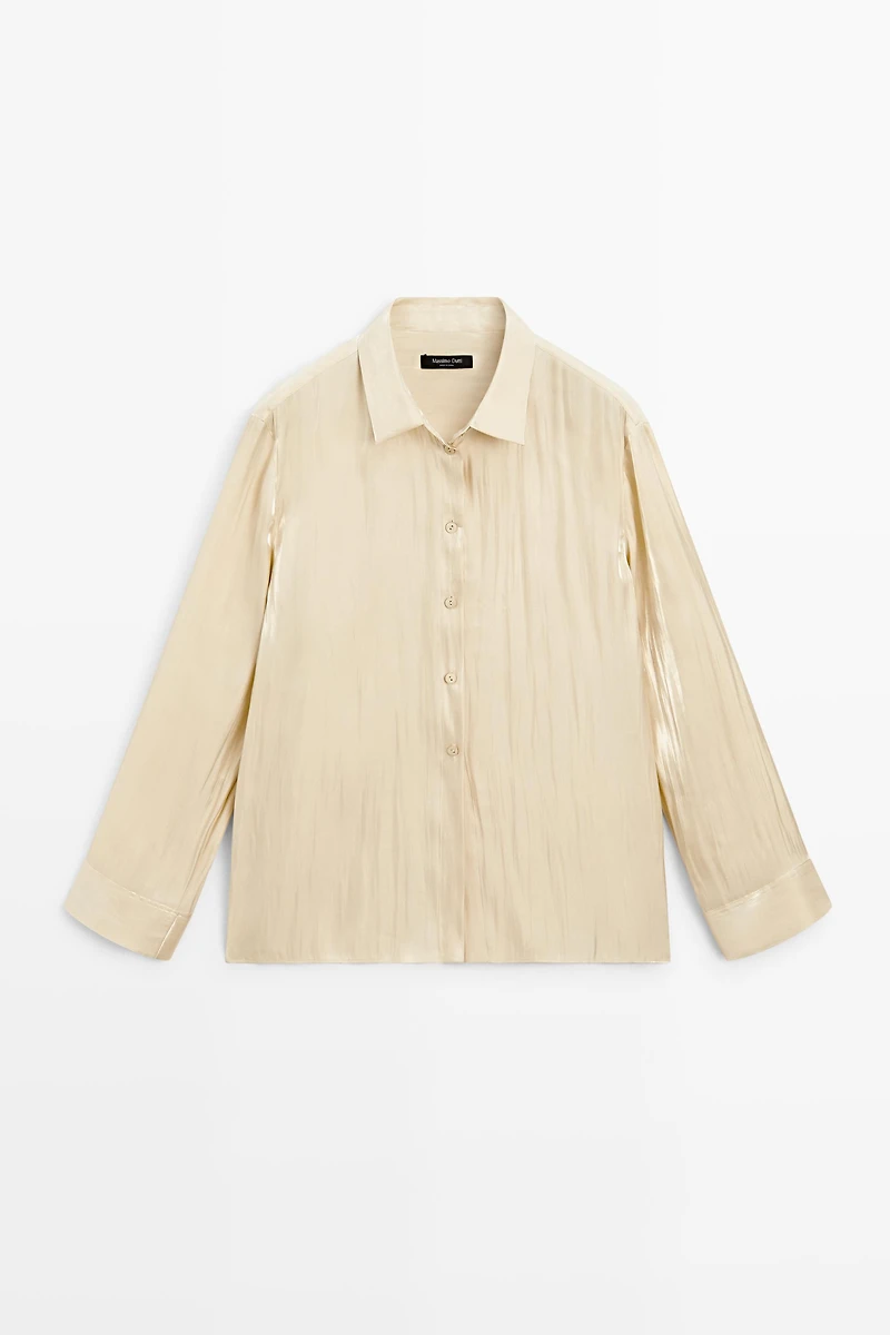 Flowing satin shirt with tie detail