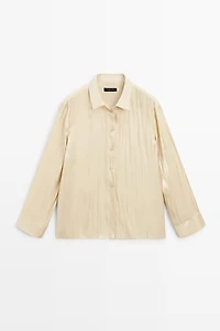 Flowing satin shirt with tie detail