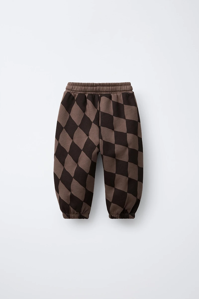 PANTALON EN MOLLETON À LOSANGES