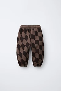 PANTALON EN MOLLETON À LOSANGES