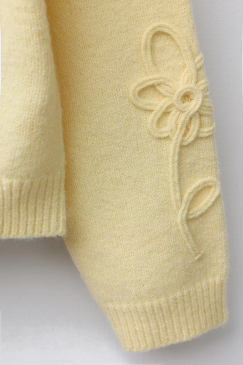CORDED FLORAL KNIT SWEATER