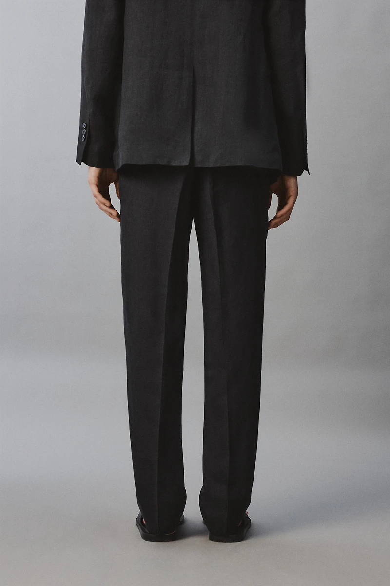 100% LINEN REGULAR FIT SUIT PANTS