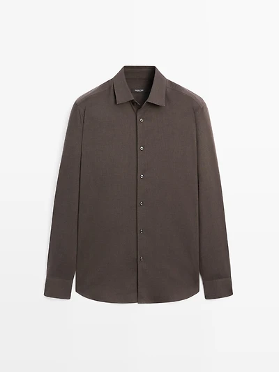 Slim fit twill melange shirt