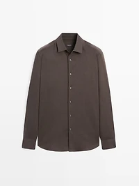 Slim fit twill melange shirt