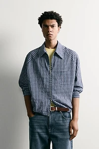 TEXTURED PLAID OVERSHIRT