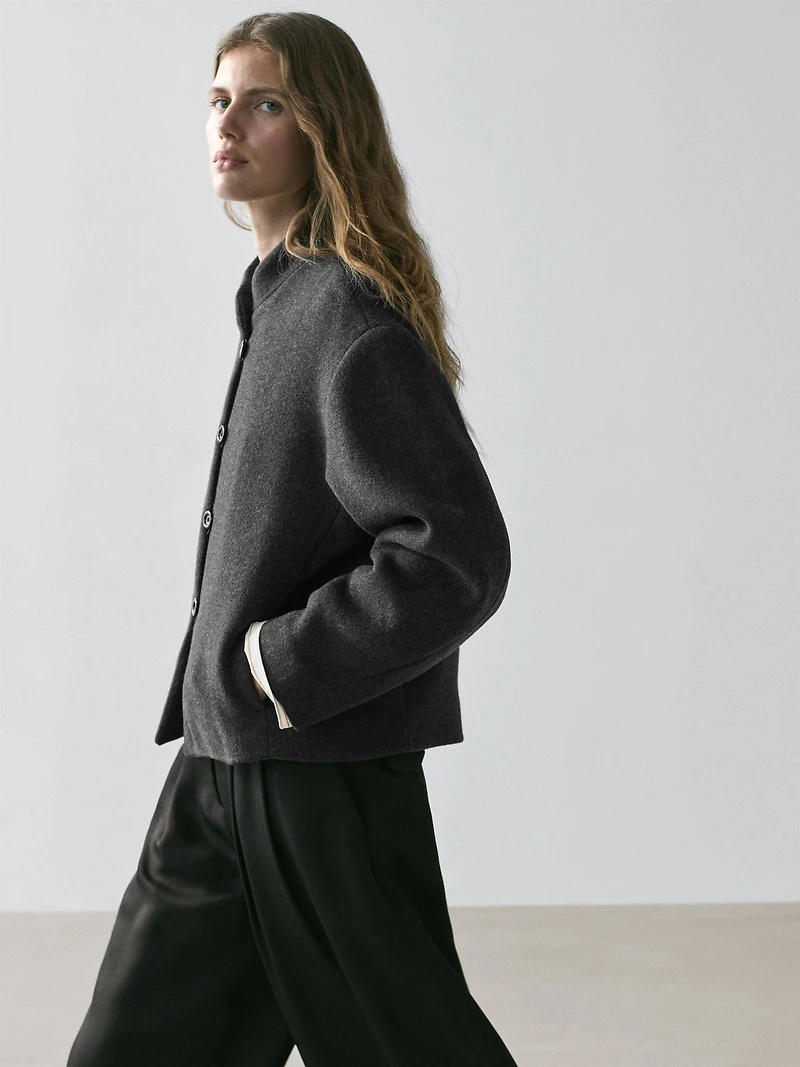 Veste en laine mélangée avec détail au col
