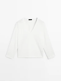 T-shirt col en V oversize