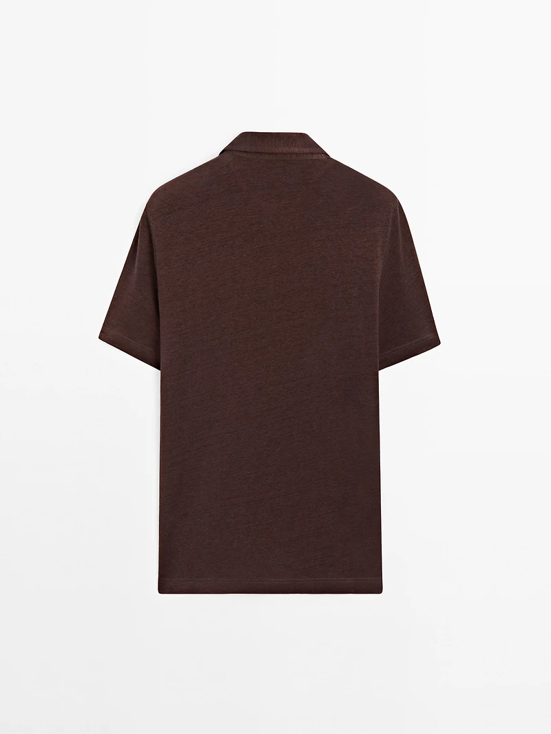 100% linen short sleeve polo shirt