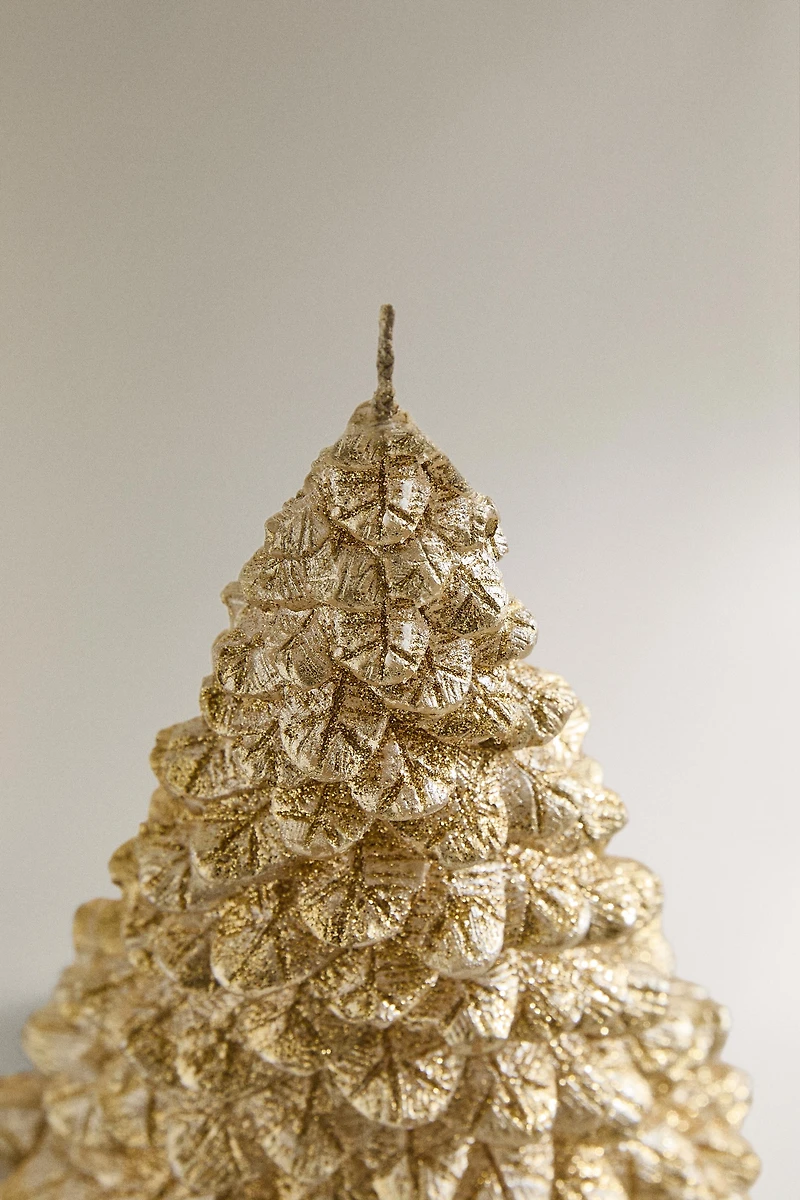 BOUGIE SAPIN DE NOËL DORÉ PAILLETTÉE