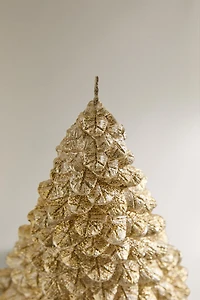 BOUGIE SAPIN DE NOËL DORÉ PAILLETTÉE