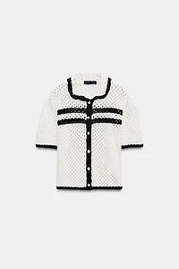 OPEN-KNIT POLO JACKET