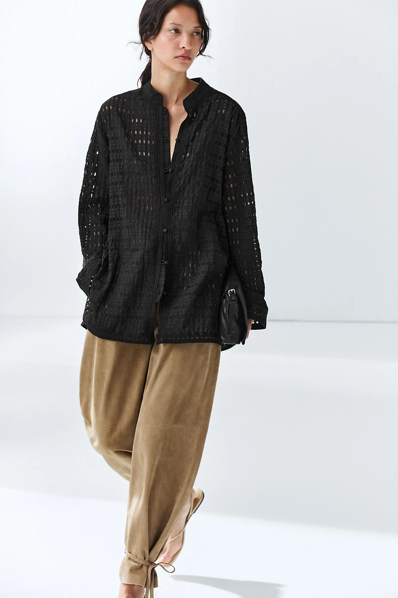 Flowing embroidered shirt