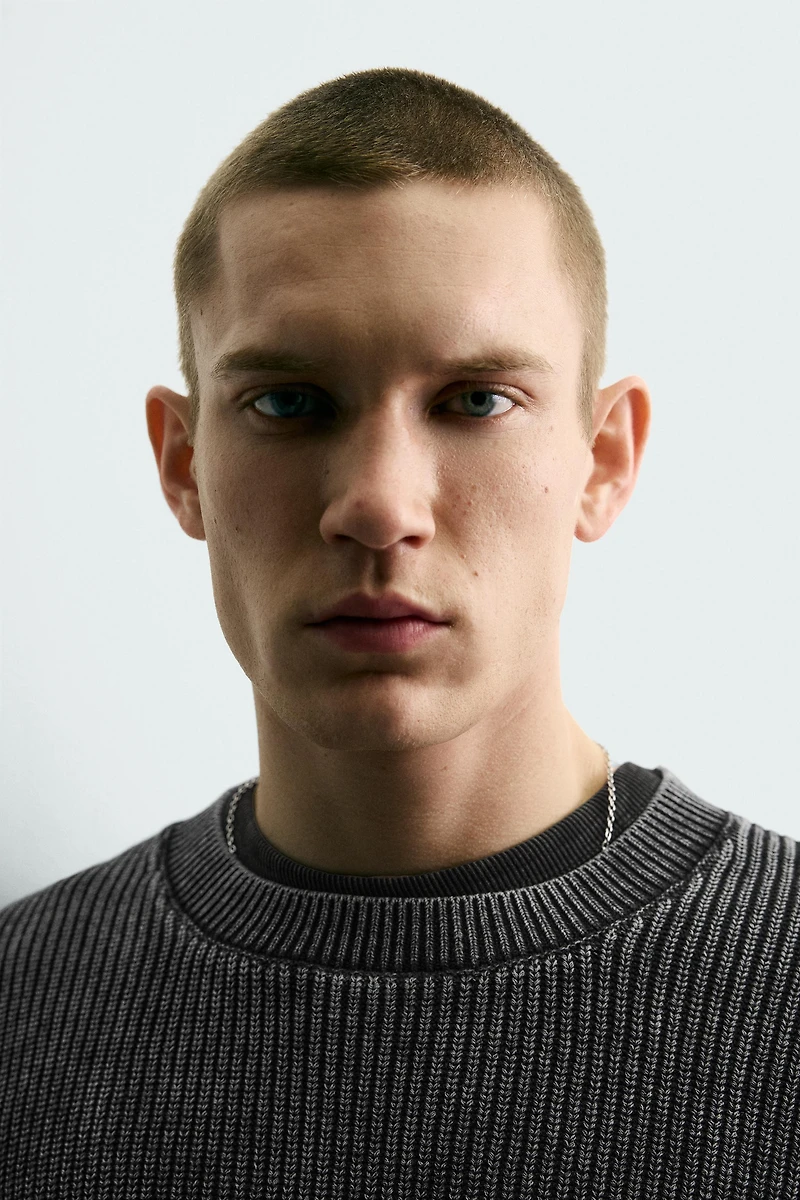 WASHED RIBBED TEXTURED JUMPER