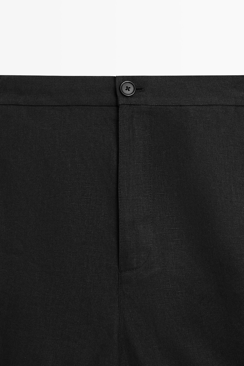 100% linen short Bermuda shorts