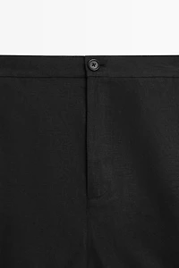 100% linen short Bermuda shorts
