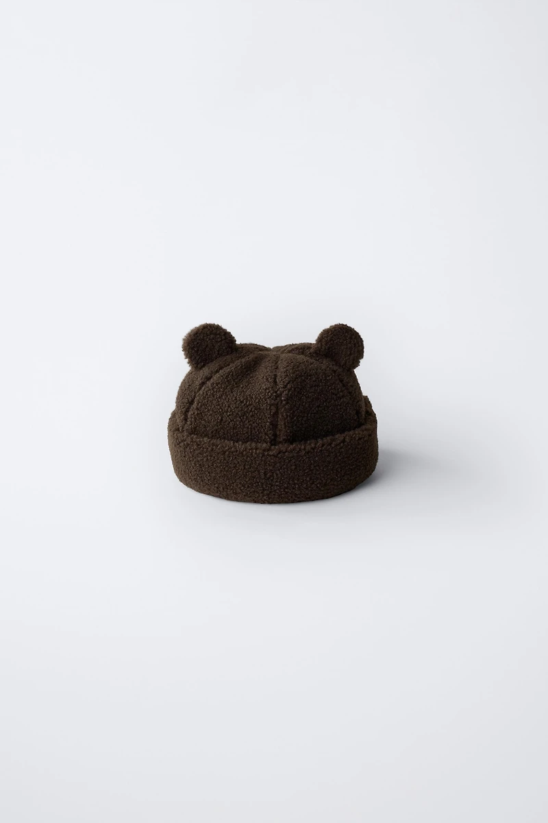 FAUX SHEARLING HAT WITH EARS