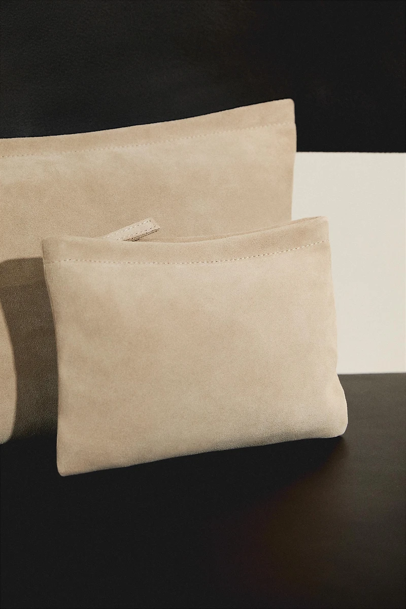 TROUSSE DE TOILETTE CROÛTE DE CUIR PETIT FORMAT