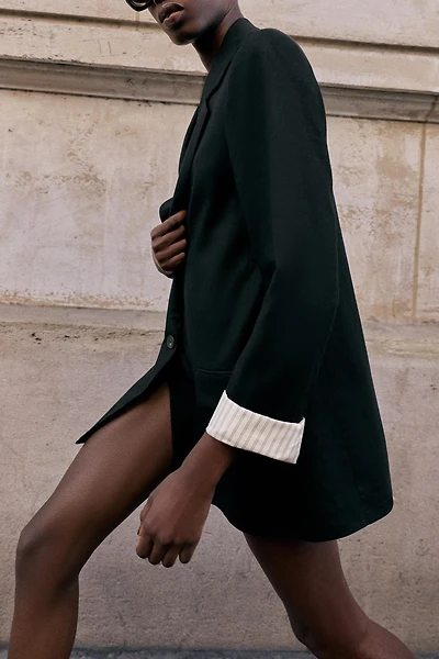LINEN BLAZER WITH ROLLED SLEEVES