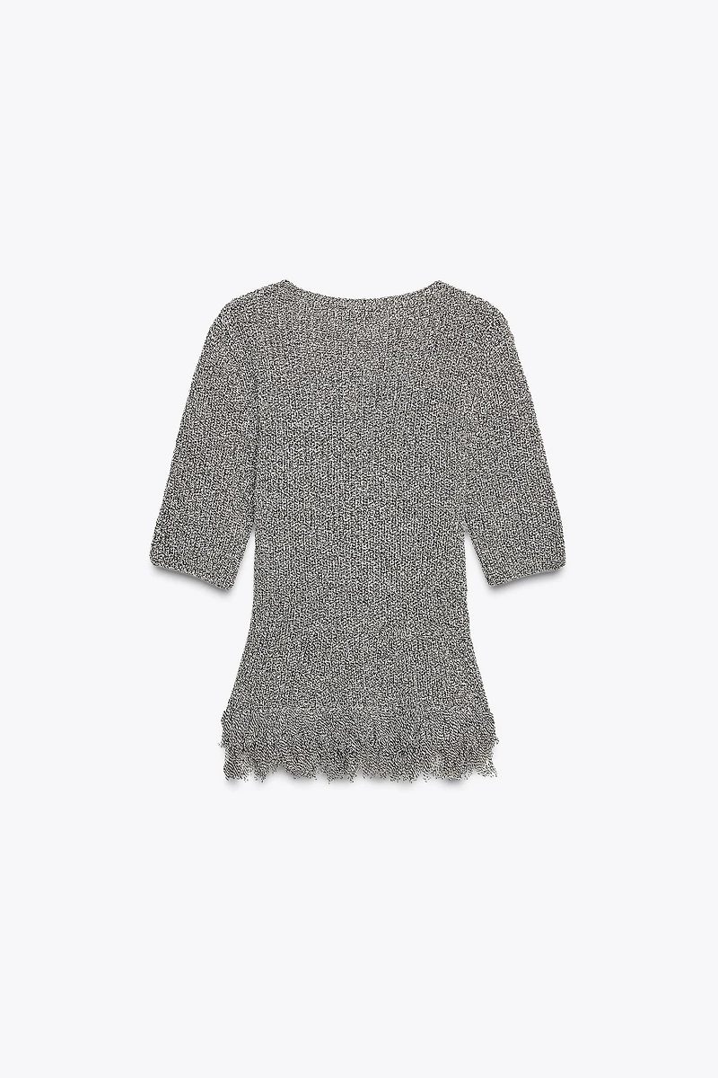 FITTED FRINGED KNIT TOP