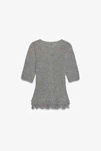FITTED FRINGED KNIT TOP
