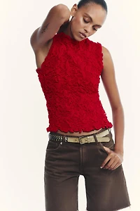 MID-RISE RIPPED TRF DENIM SHORTS