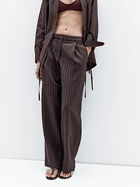 Darted pinstripe trousers