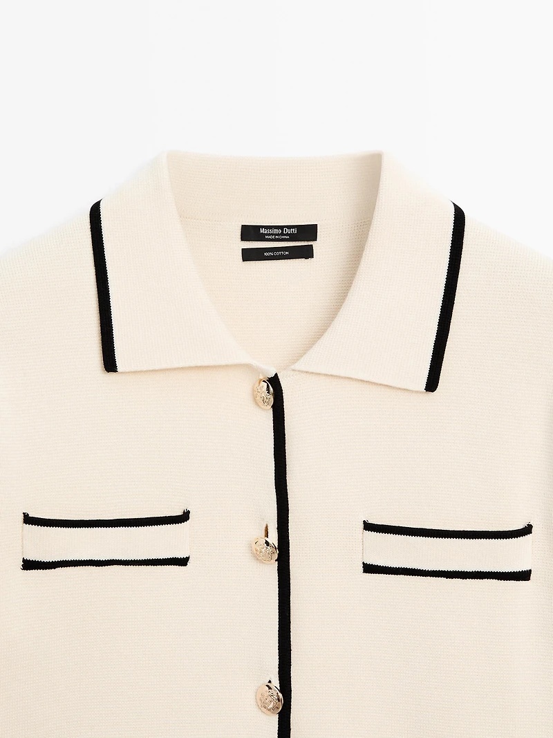 Cardigan à manches courtes avec boutons fantaisie