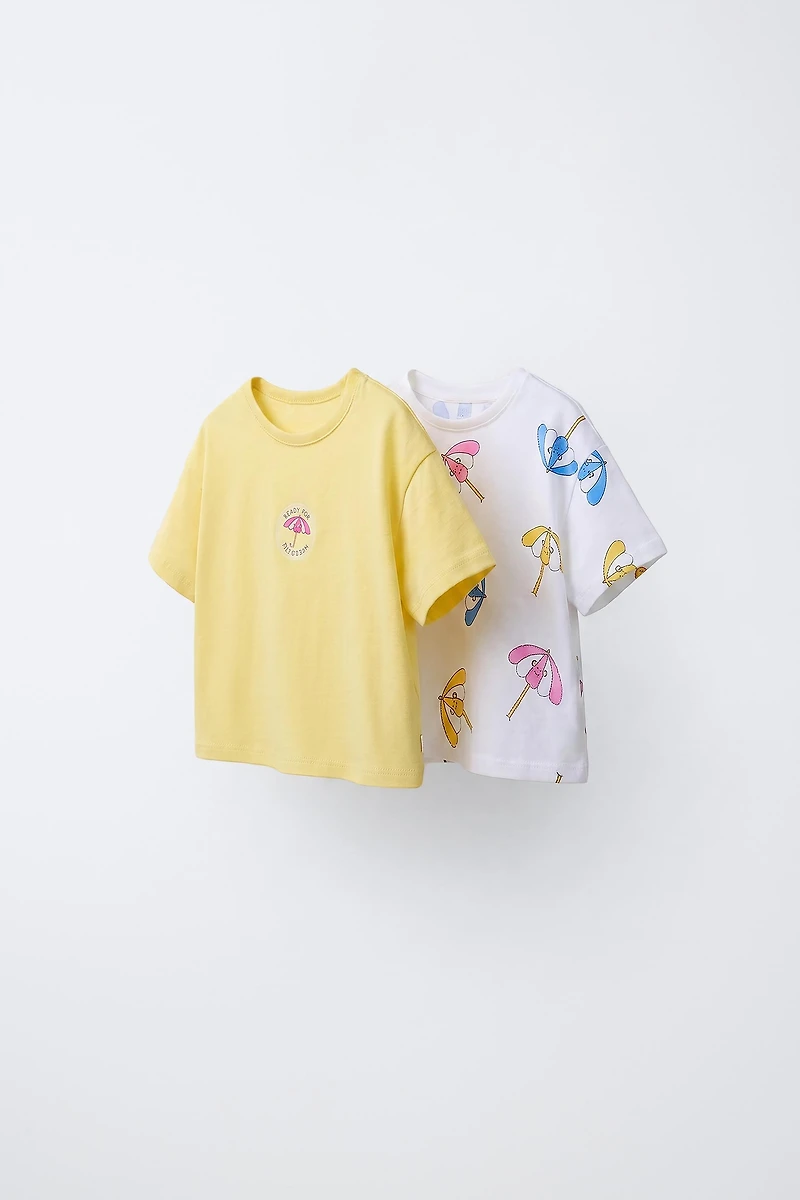 TWO-PACK OF UMBRELLA PRINT T-SHIRTS