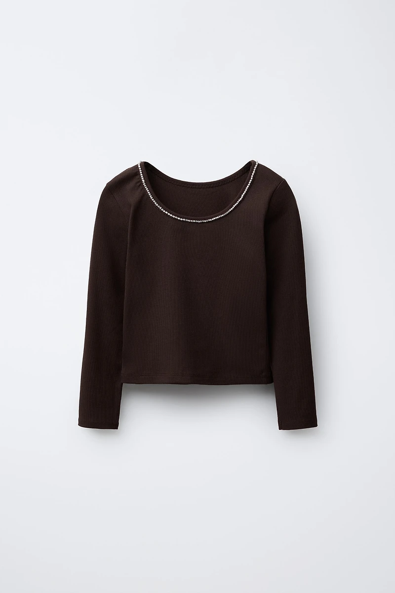 JEWELED RIB T-SHIRT
