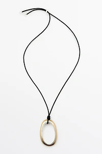 Leather cord necklace with oval pendant