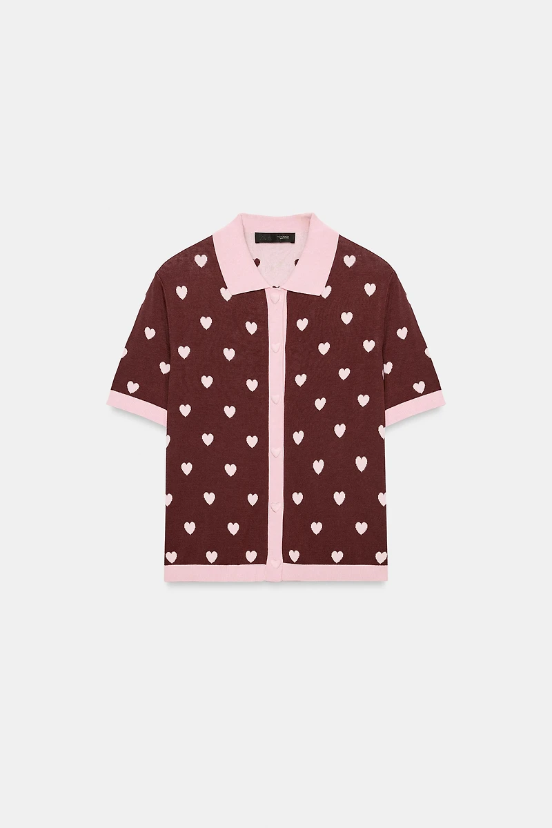SHORT SLEEVE HEART CARDIGAN