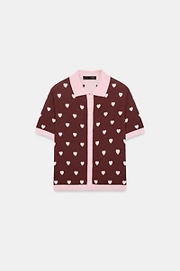 SHORT SLEEVE HEART CARDIGAN