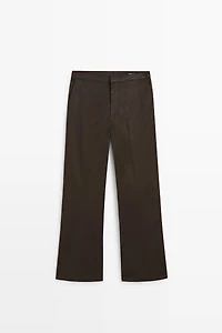 Pantalon flare cropped enduit