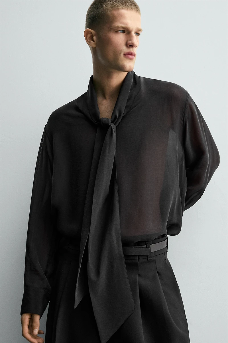 SEMI-SHEER BOW SHIRT