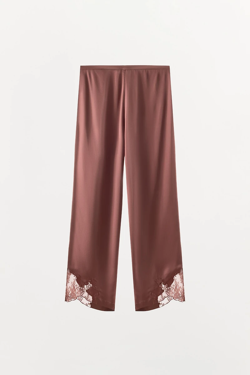 SATIN LACE PAJAMA TROUSERS
