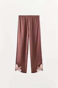 SATIN LACE PAJAMA TROUSERS