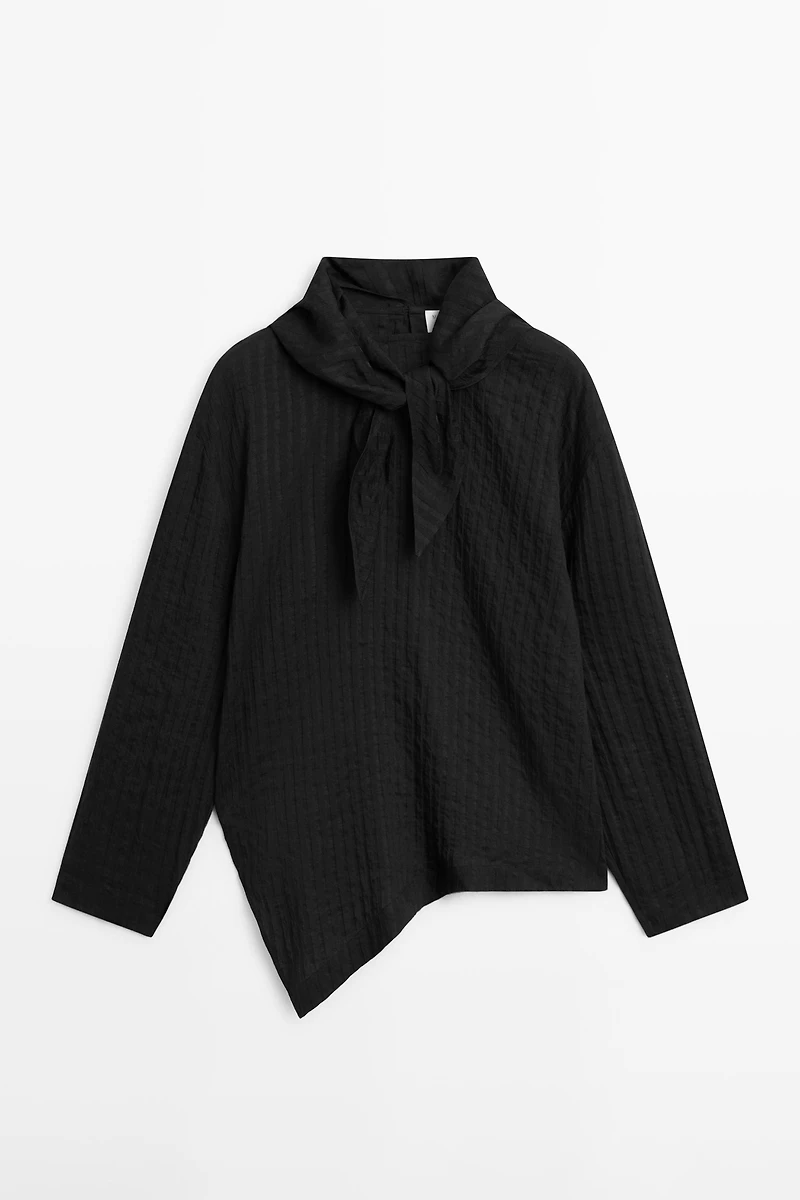 Chemisier fluide à rayures avec foulard