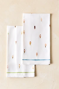 SET OF ICE CREAM COTTON KITCHEN TOWELS (SET OF 2)