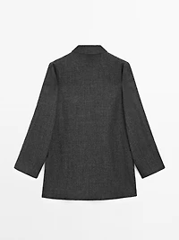 Manteau laine mi-long avec col à revers