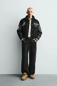 COMBINATION EMBROIDERED BOMBER JACKET