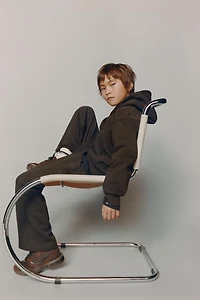 EMBROIDERED HOODIE AND WIDE LEG PANTS SET