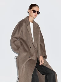 Long wool blend double-breasted coat