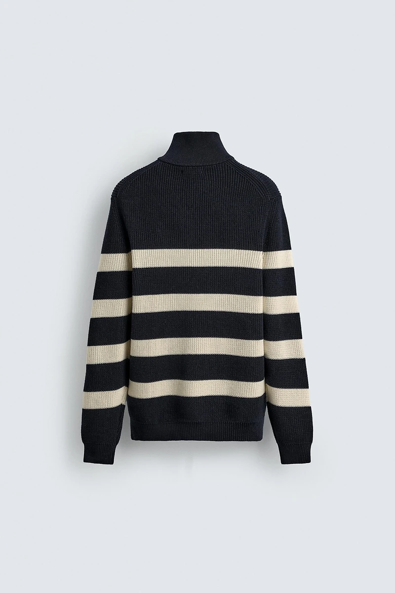 QUARTER-ZIP PURL KNIT SWEATER