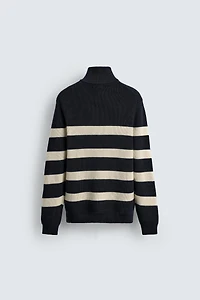 QUARTER-ZIP PURL KNIT SWEATER