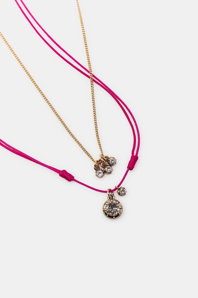 LOT DE 2 COLLIERS CORDON BRILLANTS