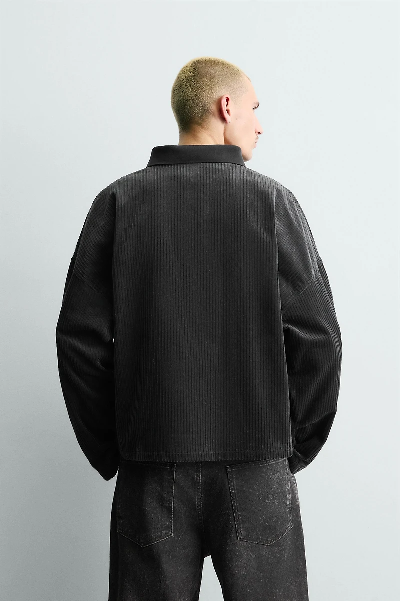 POLO EN VELOURS CÔTELÉ BRODÉ