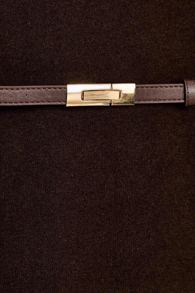 100% WOOL HIGH COLLAR BELTED JUMPER