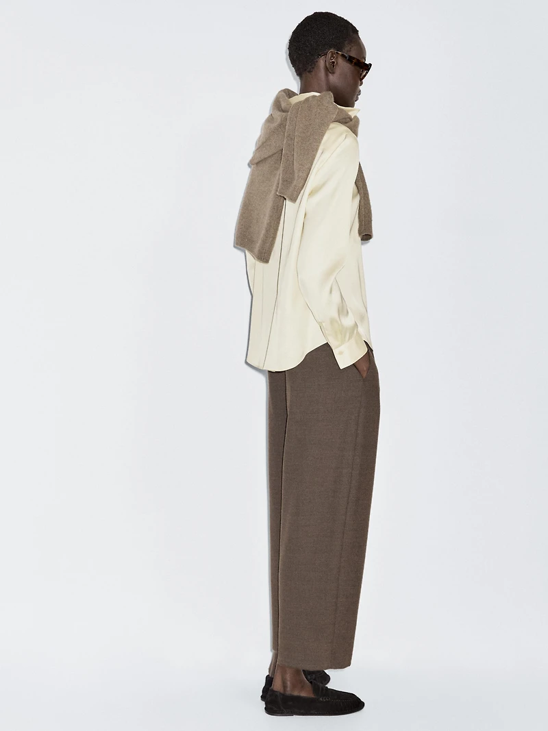 Barrel fit wool blend trousers